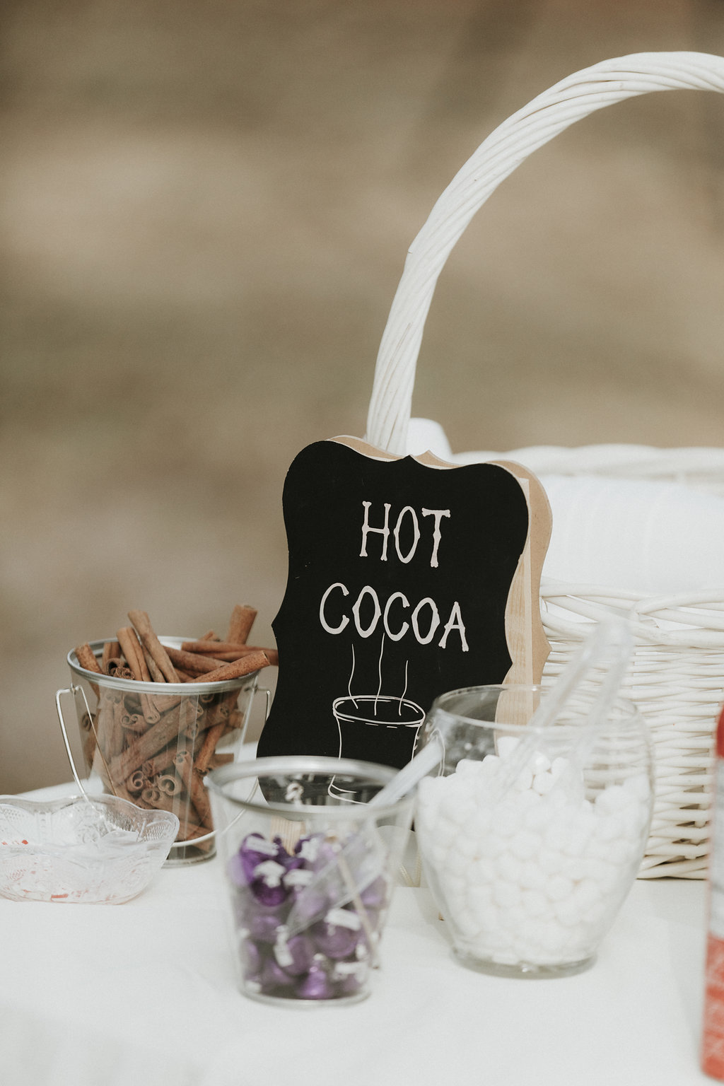 hot cocoa bar rustic wedding decor