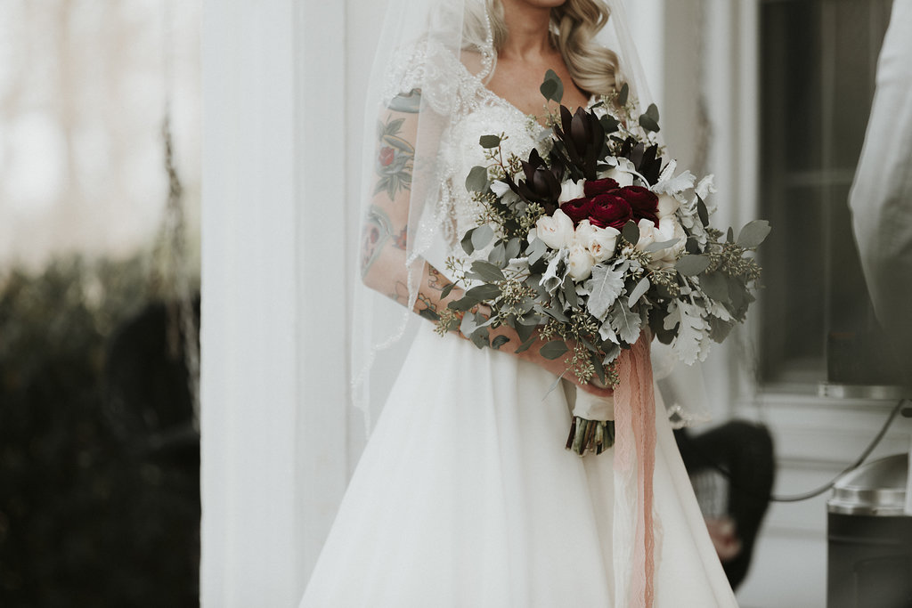 tatooed bride wedding bouquet